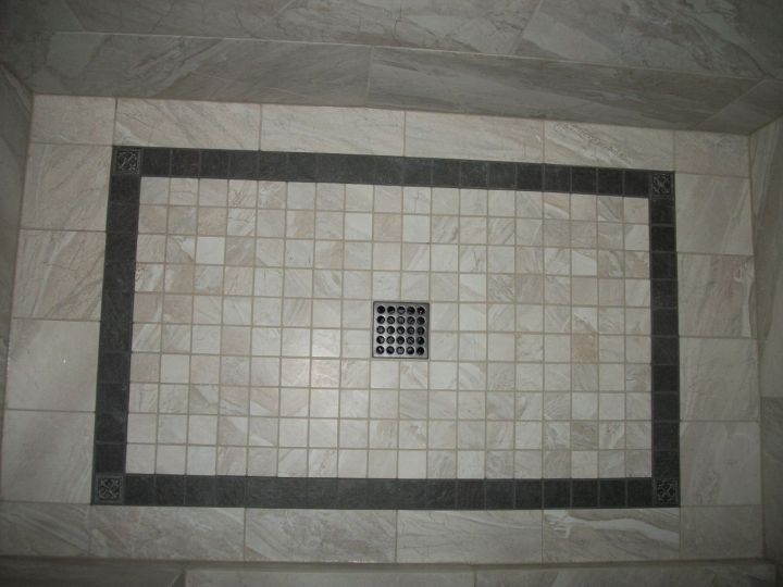 Gray Rectangle Tile Shower • N Koehn Tile • El Campo, TX