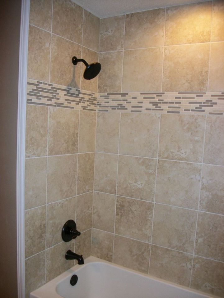 Square Tile With Linear Border, Mosaic Tile Border In Shower
